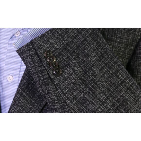 Nat Nast Gray Black Woven Peak Lapel Patch Pocket Wool Blazer Jacket 42R - Picture 6 of 9